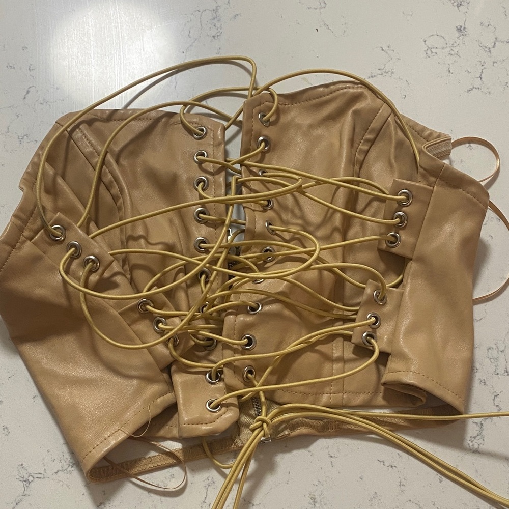 Tan Lace-Up Corset Top